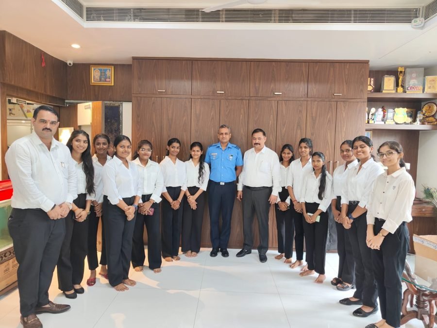 Students with Indian Air Force officer