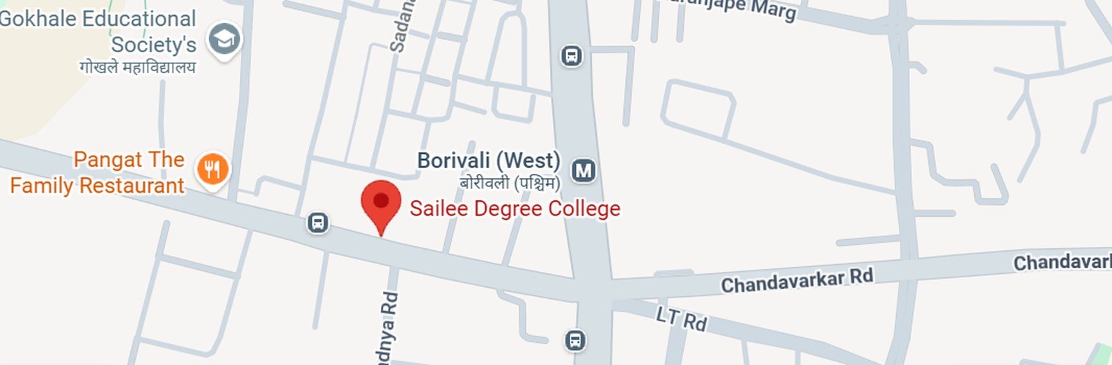 Map showing Sailee Degree College, Borivali West